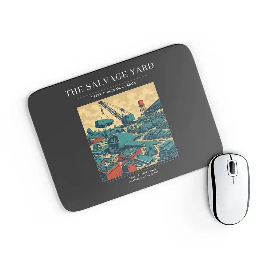 VINTAGE G4509 - The Salvage Yard - Designed Mouse Pads design on black rectangle
