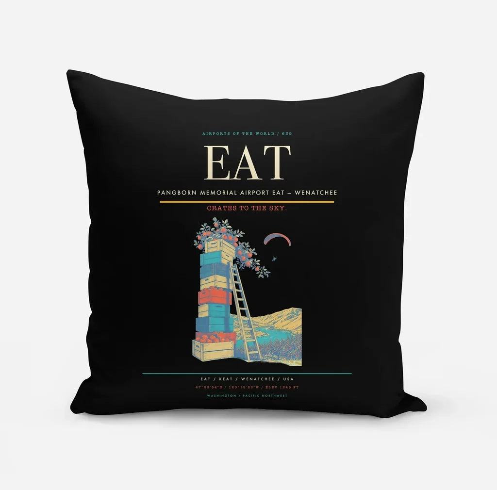 Pangborn Memorial Airport (EAT) design on black pillow