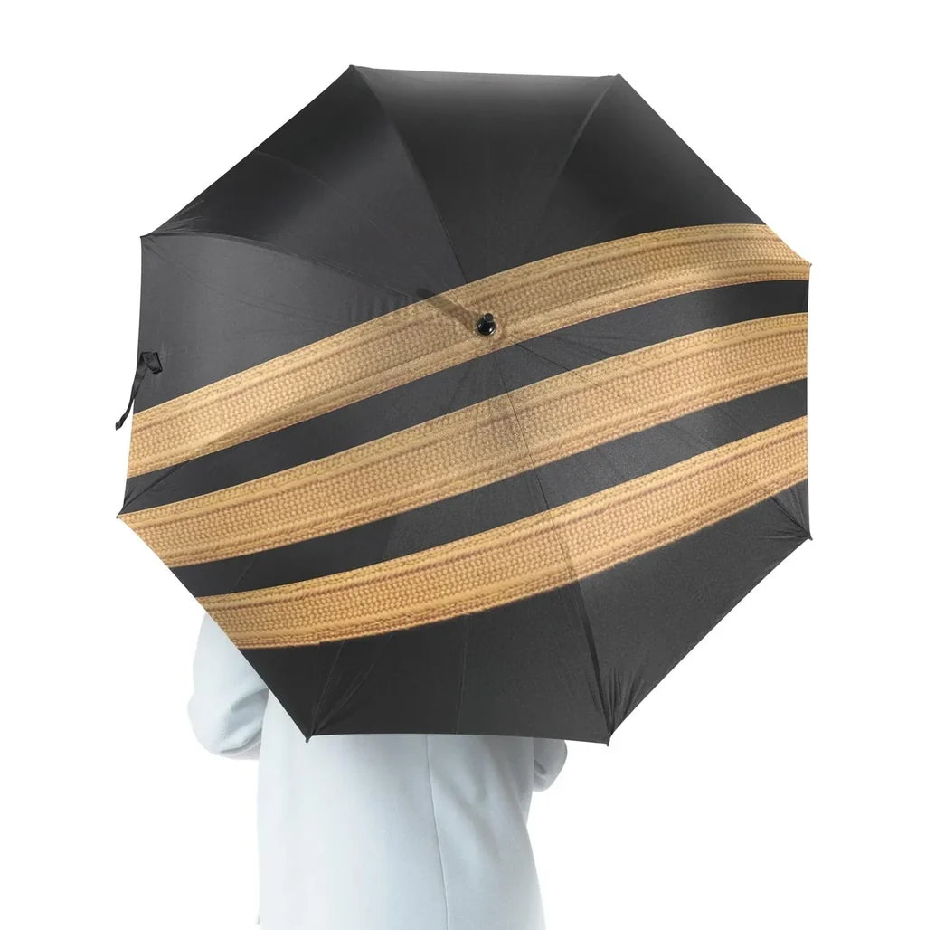 Pilot Epaulette 3 Lines aviation design on windproof polyester umbrella.