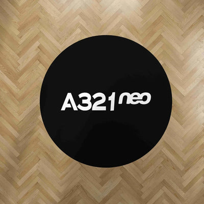 A321neo & Text Carpet & Floor Mats (Round) aviation design on durable carpet pile with non-slip backing round carpet floor mats.