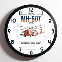 Thumbnail for Sikorsky MH-60T Jayhawk design on white framed wall clock