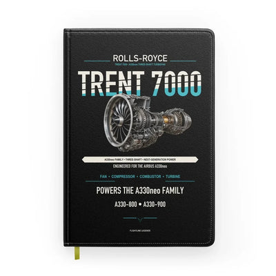 TRENT 7000 design on black notebook
