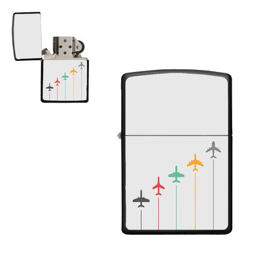 Black & White Super Travel Icons Light Gray aviation metal lighter in premium metal alloy.