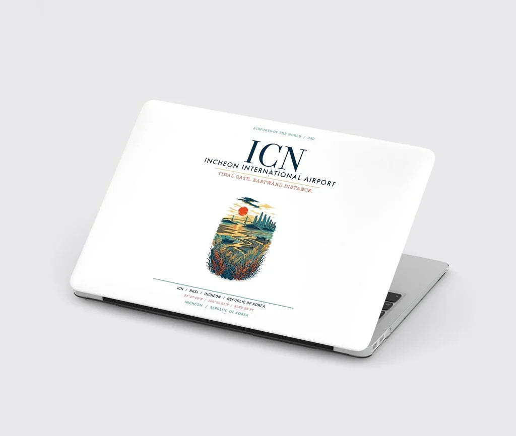 Incheon International Airport (ICN) design on white MacBook case