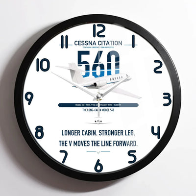 Cessna Citation 560 - Citation V design on white framed wall clock