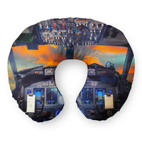 Thumbnail for Amazing Boeing 737 Cockpit Travel & Boppy aviation design on memory foam with soft cover travel pillow.