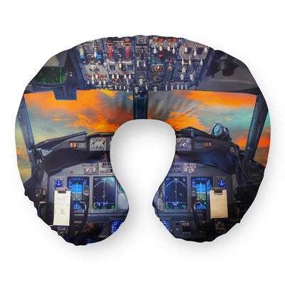 Amazing Boeing 737 Cockpit Travel & Boppy aviation design on memory foam with soft cover travel pillow.