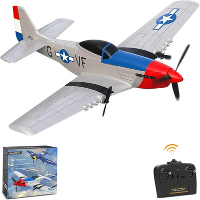 Side view of P51 Mustang 400mm 3CH RC Warbird RTF (2.4G, EPP, Smart Balance/Stabilizer) aviation RC model in durable ABS plas.