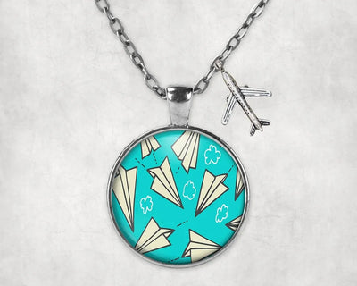 Super Cool Paper Airplanes aviation necklace, stainless steel body with engraved detail.