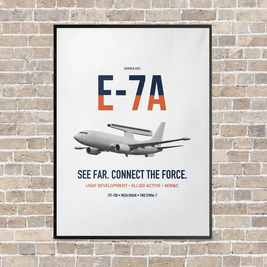 E-7A Wedgetail vertical canvas print - framed - white background