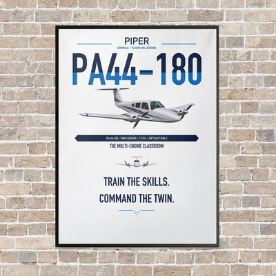 Piper PA-44-180 Seminole vertical canvas print - framed - white background
