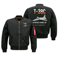 Thumbnail for T-38C Talon design on black bomber jacket, double-side print