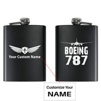 Thumbnail for Boeing 787 & Plane aviation design on stainless hip flask, compact pocket-size flask.