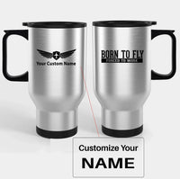 Thumbnail for Born To Fly Forced To Work Travel Mugs (With Holder) aviation design on travel mug with holder, insulated double-wall with ca.