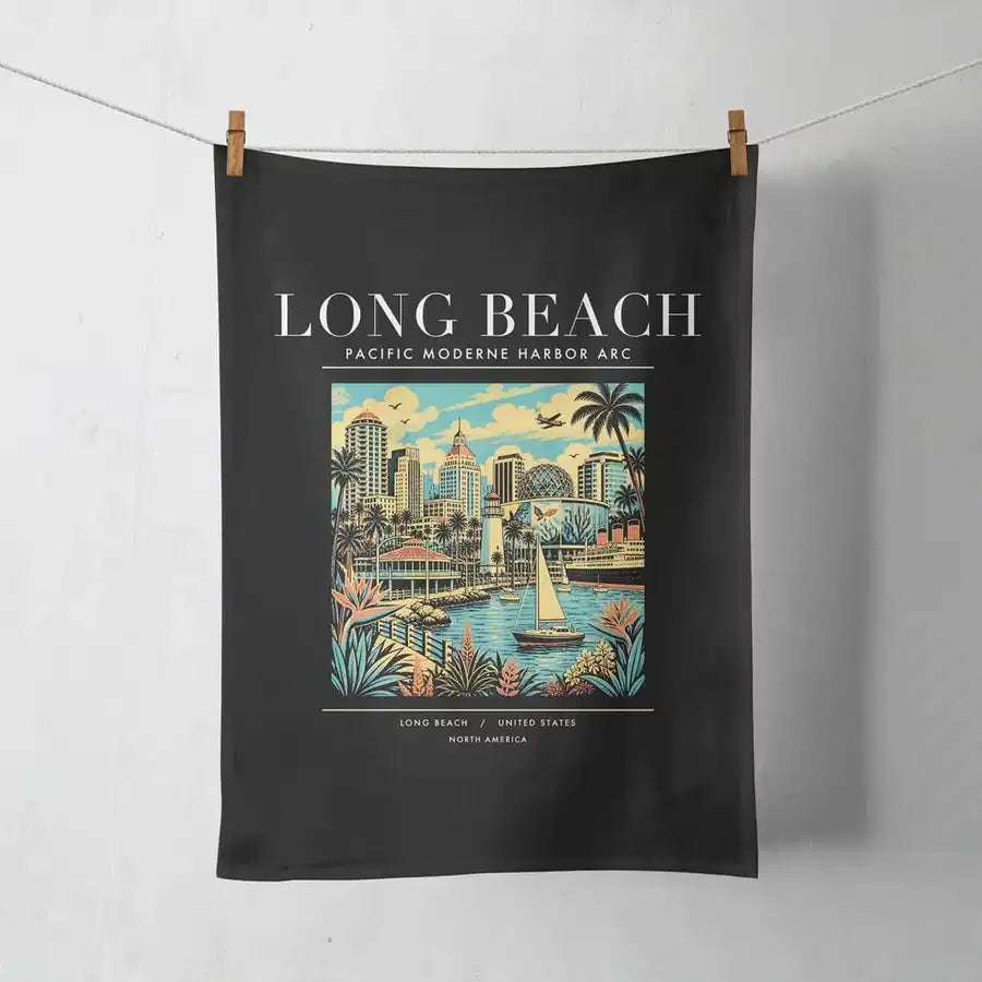 LONG BEACH - Poster - Towel - Black