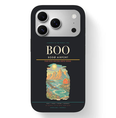 Bodø Airport (BOO) design on black iPhone 17 Pro MagSafe case