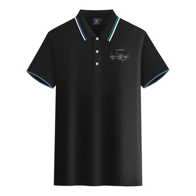 How Planes Fly aviation design printed on soft cotton stylish polo shirt.