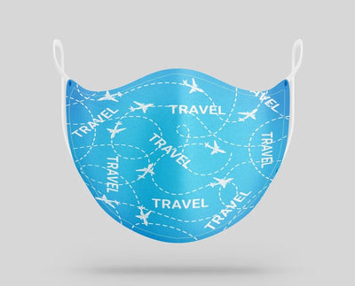 Travel & Planes aviation face mask in breathable cotton blend.