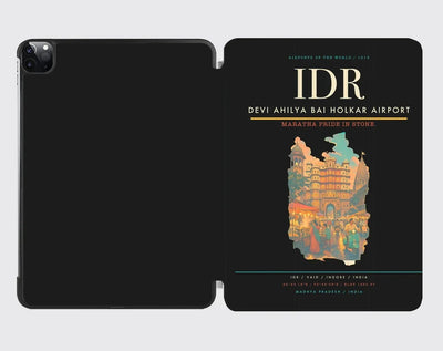 Devi Ahilya Bai Holkar Airport (IDR) design on black ipad tablet case