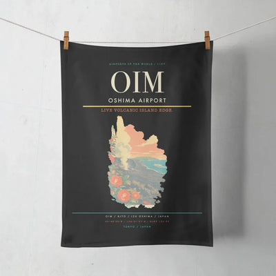 Oshima Airport (OIM) design on black towel