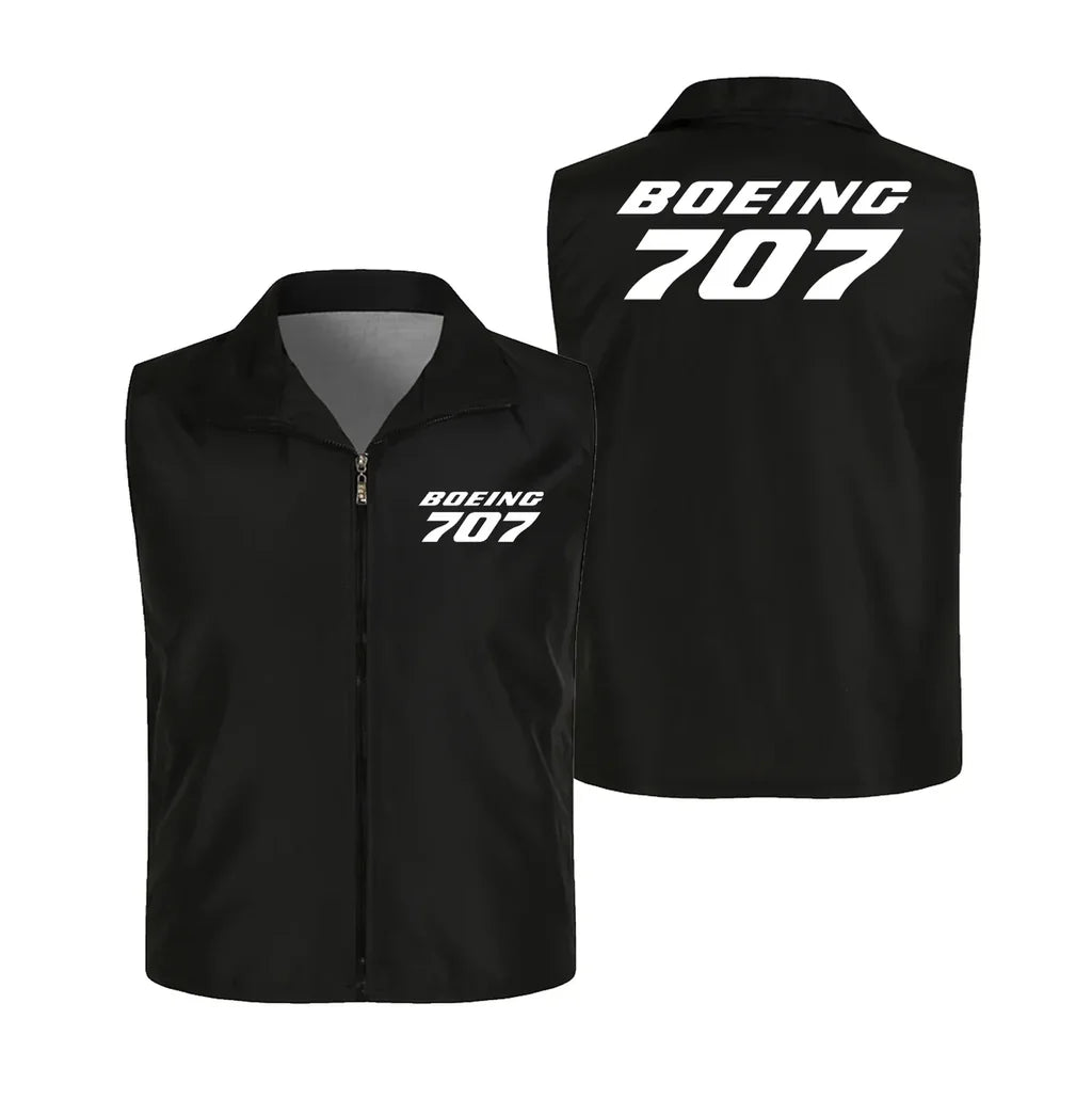 Boeing 707 & Text Thin Style aviation design printed on lightweight shell with sleeveless design thin vest.