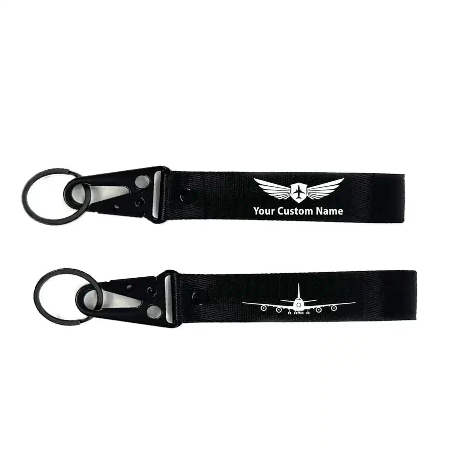 Boeing 747 Silhouette aviation hawk-shaped key chain, durable metal alloy.