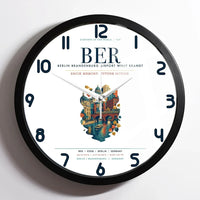 Thumbnail for Berlin Brandenburg Airport Willy Brandt (BER) design on white framed wall clock