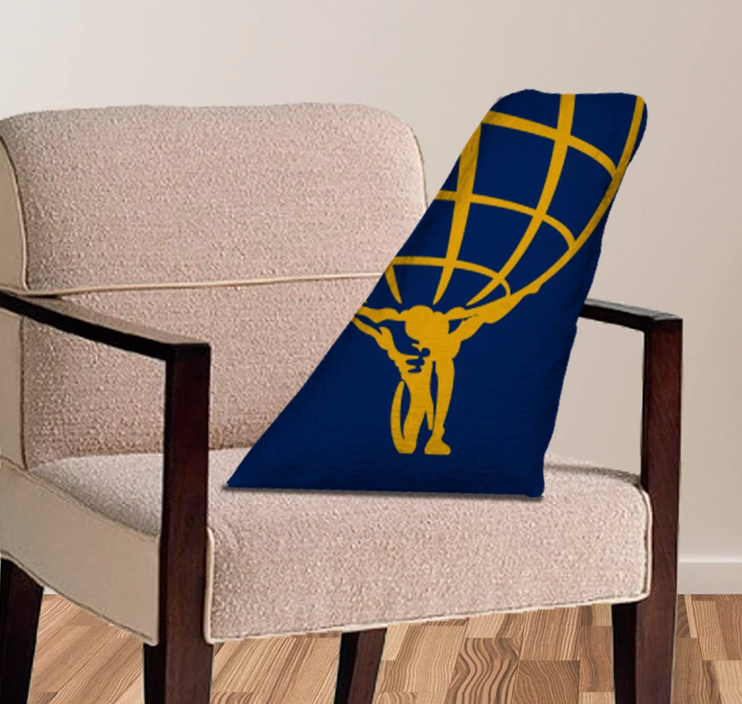 Atlas Air aviation design on soft polyester filling aircraft tail pillow.