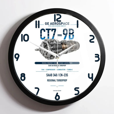 CT7-9B design on white framed wall clock