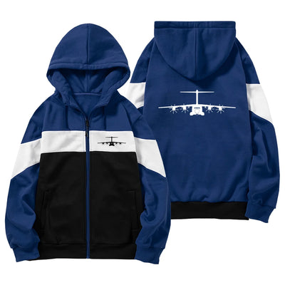 Airbus A400M Silhouette aviation design on colourful cotton blend colourful zipped hoodie.