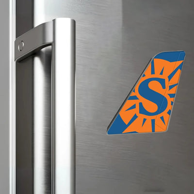 Sun Country Airlines aviation design tail magnet in 3D metal with magnetic back.