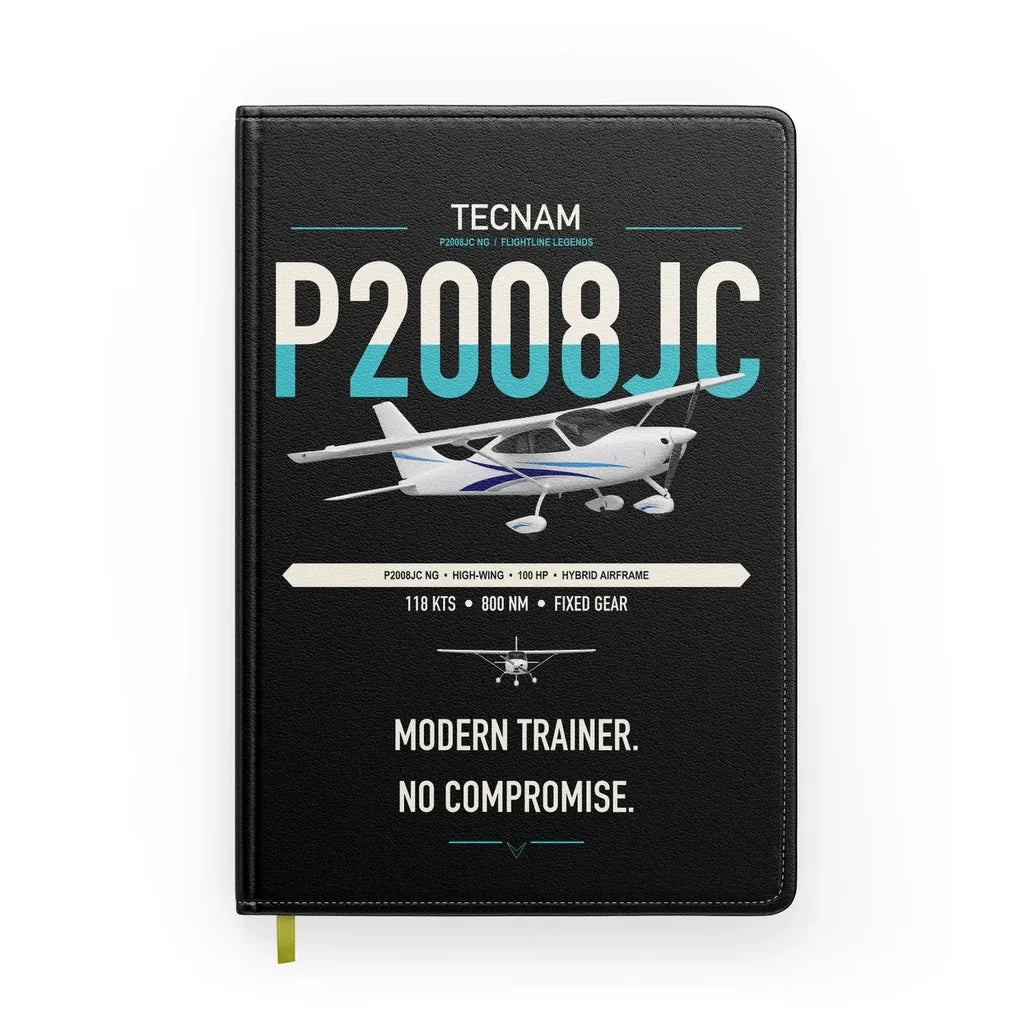 Tecnam P2008JC NG design on black notebook