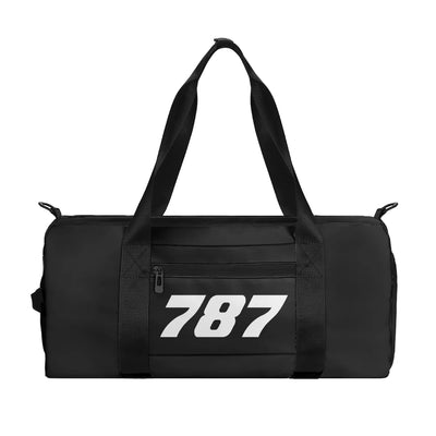 Boeing 787 Flat Text aviation sports bag in durable nylon.