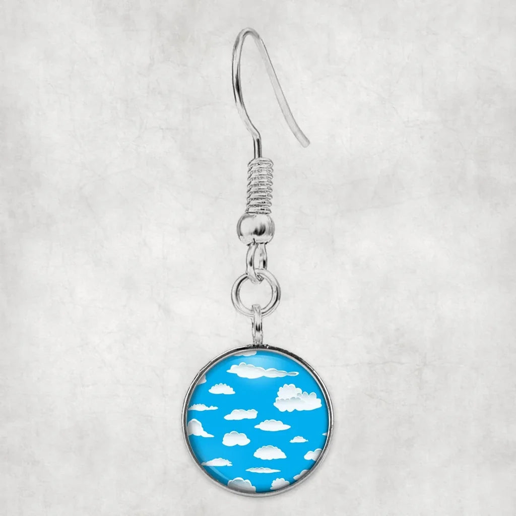 Amazing Clouds aviation-themed earrings, polished hypoallergenic alloy.