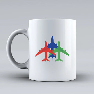 Customisable Colourful 3 Airplanes Mug - view 2