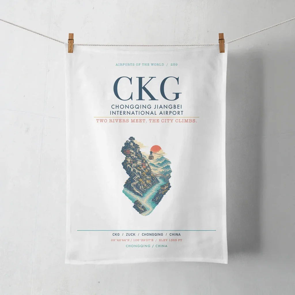 Chongqing Jiangbei International Airport (CKG) design on white towel
