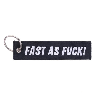 Fast as Fuck aviation fashion key chain in polished metal.