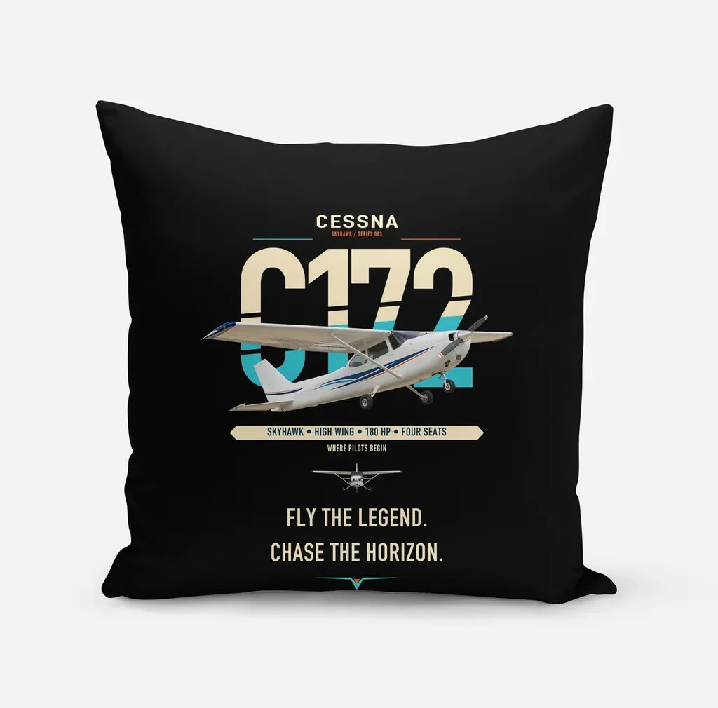Cessna 172 Skyhawk design on black pillow