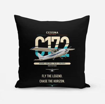 Cessna 172 Skyhawk design on black pillow