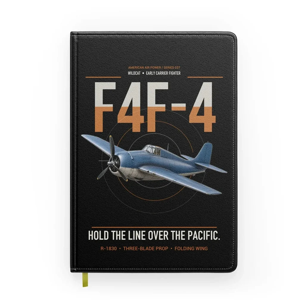 F4F-4 Wildcat design on black notebook