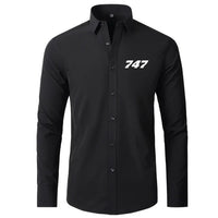Thumbnail for Boeing 747 Flat Text aviation design printed on soft cotton long-sleeve 2D shirt.