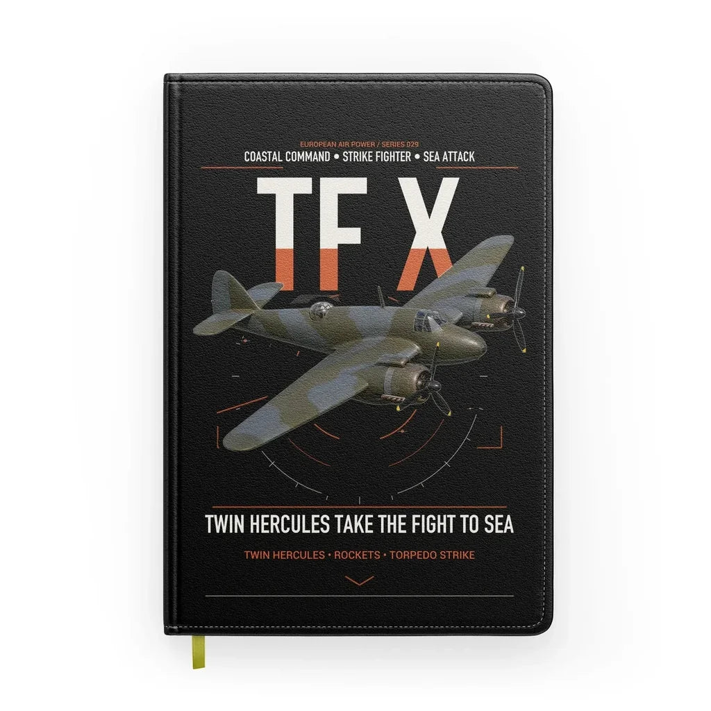 Bristol Beaufighter TF X design on black notebook