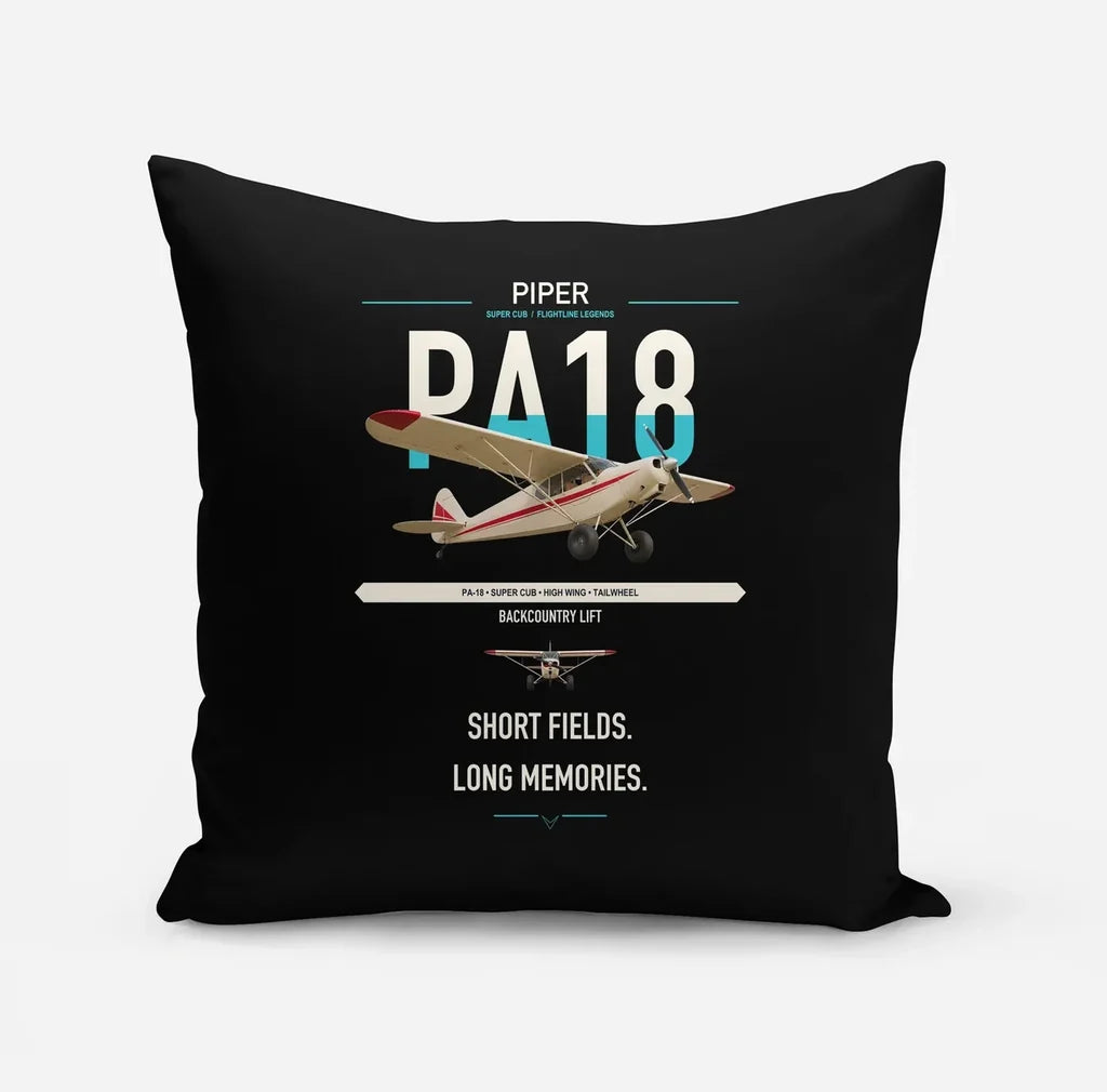 Piper PA-18 Super Cub design on black pillow