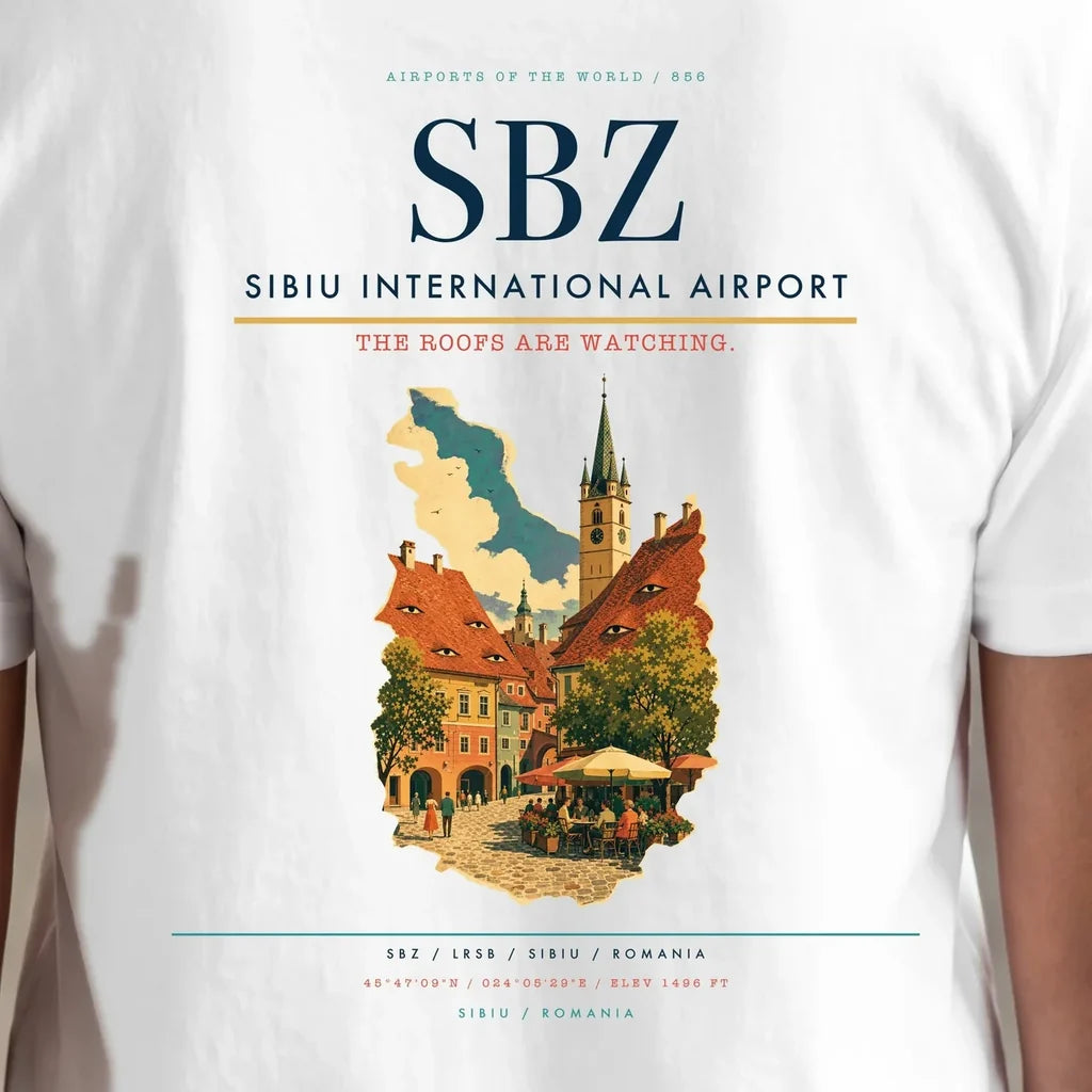 Sibiu International Airport (SBZ) double-side t-shirt design close-up cover