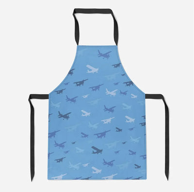 Many Propellers aviation design on durable cotton blend kitchen apron.