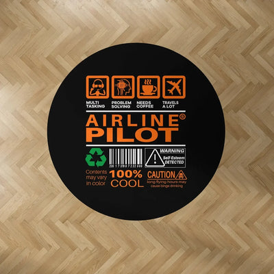 Airline Pilot Label Carpet & Floor Mats (Round) aviation design on durable carpet pile with non-slip backing round carpet flo.