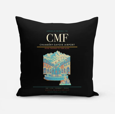 Chambéry-Savoie Airport (CMF) design on black pillow