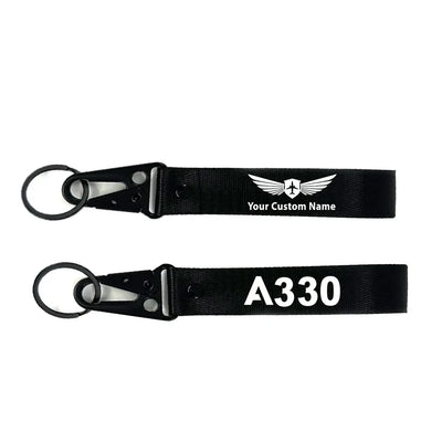 Airbus A330 Flat Text aviation hawk-shaped key chain, durable metal alloy.
