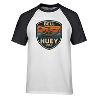 Thumbnail for Retro BELL HUEY UH-1 aviation design printed on soft cotton raglan T-shirt.