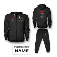 Thumbnail for Trust Me I'm a Pilot (Helicopter) Zipped Hoodie - Black + Name (Customizable)